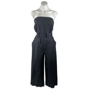 Hot & Delicious Black Strapless Tube Bandeau Belter Wide Leg Jumpsuit Romper M